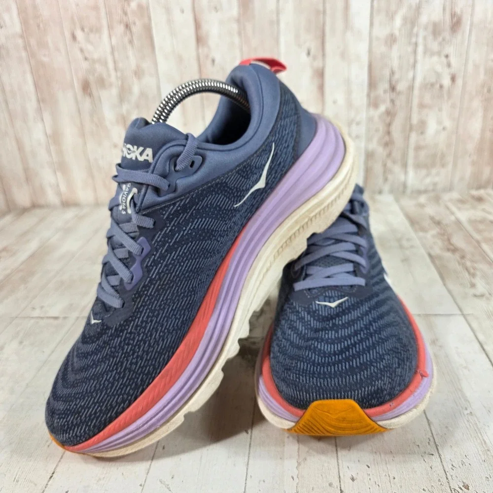 Hoka Gaviota 5 Womens 9B Navy Lilac Running Shoes 1134235-ARP Stability Sneaker